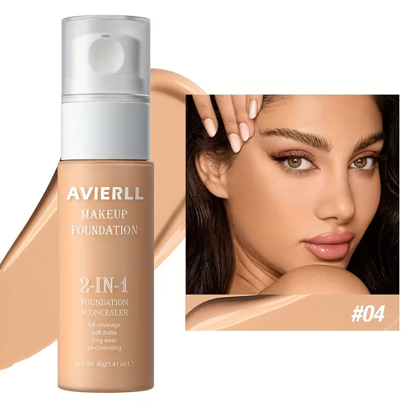 Moisturizing Foundation Liquid, Long-lasting Waterproof Facial Concealer Base, Perfect as a Mother's Day Gift for Women. AVIERLL, 40g/1pc