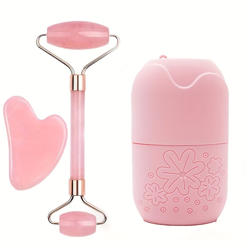 3in 1 Ice Face Roller Facial Skincare Ice Roller Set, Facial Roller Gua Sha Face Tool Set,